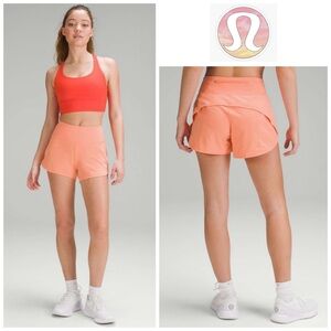 Lululemon 2023 Sz 4 Speed Up Mid-Rise Lined Short 4" in Sunny Coral